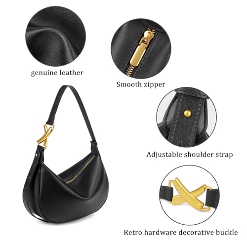 Image of Shoulder Bags for Women, Genuine Leather Crossbody bags purses, Designer Crescent Handbags with an Adjustable Strap (White)