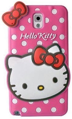 Galaxy Note 3 Case,Galaxy Note 3 Silicone Case,Tribe-Tiger Cartoon Hello Kitty Silicon Gel Rubber Case Cover Skin for Samsung Galaxy Note 3 N9000(Hot Pink Kitty)