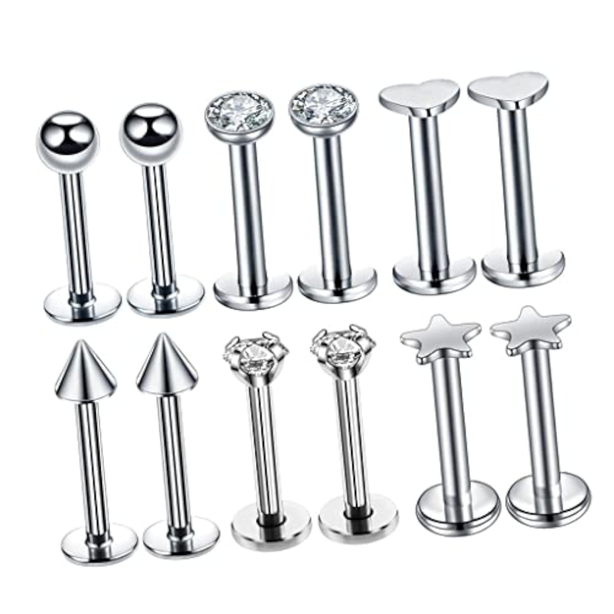 16G Steel Lip Bar Labret Lip Rings Tragus Stud