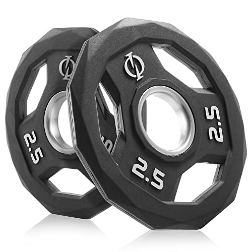 Philosophy Gym Set of 2 Rubber Coated 2-inch Olympic Grip Weight Plates (2.5 LB Each) for Weightlifting