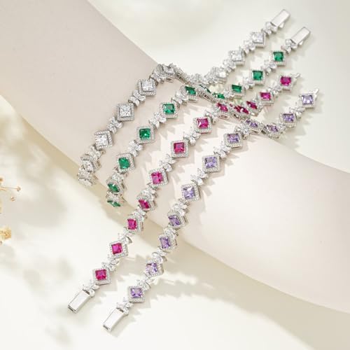 Iefil Tennis Bracelets for Women - 925 Sterling Silver Birthstone Tennis Bracelet, Anniversary Birthday Gifts, Birthstone Jewelry for Women Wife Mom Daughter3