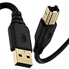HP Cable de impresora USB de 10 pies, cable de impresora USB extra largo tipo A a B, cable USB 2.0 MIDI de alta velocidad para Canon, Brother, Samsung, Dell, Epson, Lexmark, Xerox, Piano, Dac