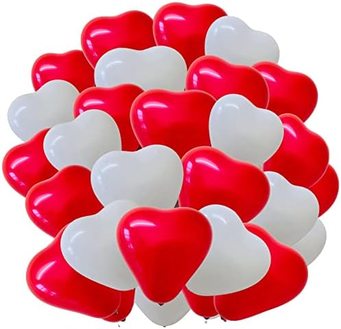 Round Shape Balloons Romantic Baloon Valentines Gift Birthday Wedding Party Red & White Pack of 25