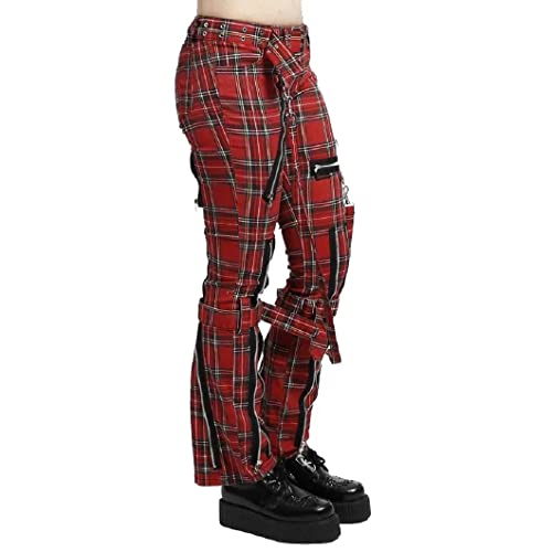 Prime Quality Women's Gothic Bondage Pant Rock Trouser Plaid Red Jeans Pant Alternative Rebel Rock Emo Pants4
