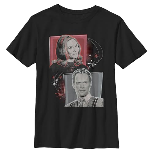 T-shirt WandaVision garçon Marvel noir pour l'école et les loisirs en taille S