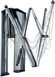Brabantia - WallFix - 24 Metres of Clothes Line - UV-Resistant & Non-Slip Lining - Foldable Rotary Dryer - Easy to install - with Storage Box - Metallic Grey - 184 x 182 cm