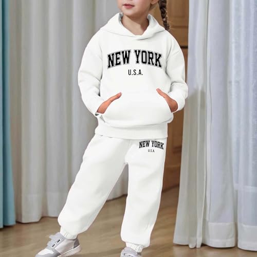 Ensemble de sweat à capuche enfant confortable et pantalon longue blanc