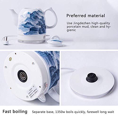 Kettle eléctrico cerámico sin cable blanco, 1.6L, 1350W miniatura 6
