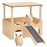 petite maisonnette en bois 【Bois naturel de haute qualité et construction sûre】Fabriquée en bois naturel épais, cette maison pour cobaye offre stabilité et sécurité. Le matériau lisse et sans échardes protège les pattes sensibles. Cette maison durable allie robustesse et style naturel. Accessoire résistant et jouet stimulant, elle offre un environnement sûr et naturel et deviendra vite l'endroit préféré de votre cobaye.