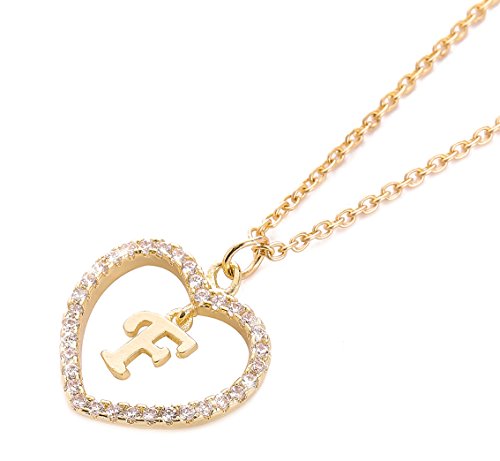 Wishoney Letter Pendant Necklace A-Z Initial Necklace F Necklace with Message Card Women Jewelry