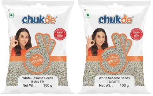 Image of Chukde Safed Till, White Sesame Seeds Whole Spices, 300g, Pack of 200g x 3