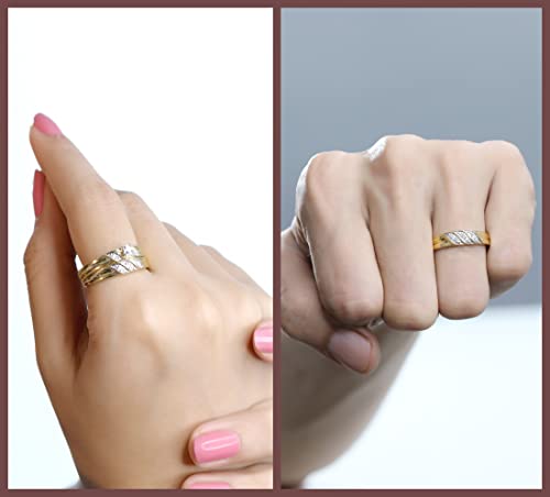 Dazzlingrock Collection 0.10 Carat Round White Diamond Illusion Wedding Trio Ring Set In Yellow Gold Plated Sterling Silver, Women Size 7.5 And Men Size 10 #TOP24