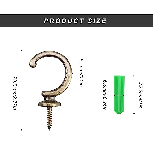 AMONENZ Pack of 6 Zinc Alloy Curtain Holders, G-shaped Curtain Holder, Decorative Wall Mounted Tie-Hooks in Vintage Style - Image 2