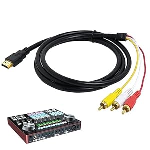HDMI auf 3RCA Kabel 1.5m Schwarz, zu Cinch Audio Video Adapter für TV Heimkino, Vergoldete Anschlüsse für Stabile Signalübertragung, Unidirektional HDMI Input an 3-RCA Output, Kein Signalwandler