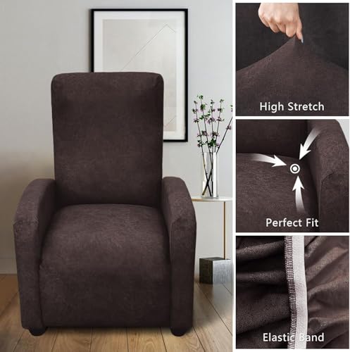 Image of molasofa Recliner Chair Cover Small Size - 4 Piece Leather Like Extra Small Recliner Chair Cover Stretch Recliner Slipcover for Lazy Boy Wide Recliner Chair Washable (Chocolate)