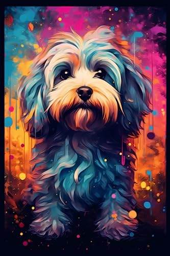 Colorful Havanese-dog: Notebook, Journal, Carnet de notes, Notizbuch, libreta, 120 Pages lined