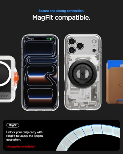 Image of Spigen Ultra Hybrid MagFit Back Cover Case for iPhone 17 Pro Max, MagSafe Compatible, Air Cushion Technology - PC+TPU | Zero One Natural Titanium