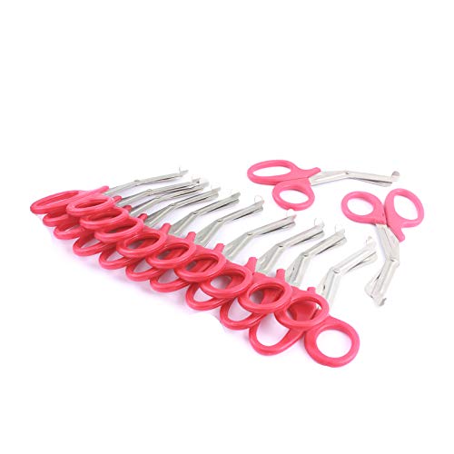 LAJA IMPORTS 12 PCS Paramedic Utility Bandage First AID Stainless Steel Trauma EMT EMS Shears Scissors 7.25' RED