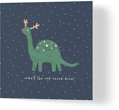 Wuzci Red Nose Carte de vœux de Noël Motif dinosaure Cover