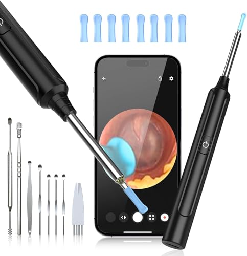 Ear Wax Remover Otoscope WiFi 1920P Ear Cleaner Camera 3.5mm Diameter Ear Cleaner IP67 Waterproof Ear Camera with 6 LEDs for iPhone iPad and Android Smartphones Black