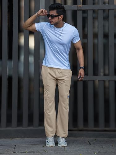 Image of Maniac Mens Solid Baggy Fit Cargo for Men - Streetwear Cargo Pant