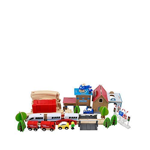 image for kiddery toys Wooden Electric Train Set – 88 Piece Train Set Battery 