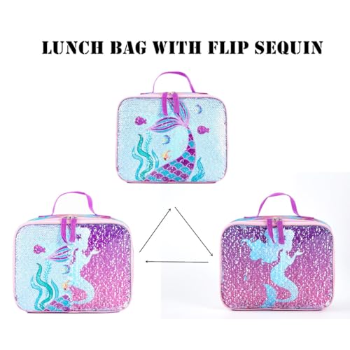 KK CRAFTS Cute Insulated Lunch Box For Girls Boys Kids Toddlers Preschool Kindergarten Elementary(Small, Sequin Purple Mermaid) by KK CRAFTS - Used condition - Image 5