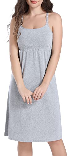 Suiek Maternity Dress Nursing Tank Tops Breastfeeding Sleep Cami Shirt Nightgowns (Large, Ab-Black/Yellow Print/Grey 3-Pack) #TOP2