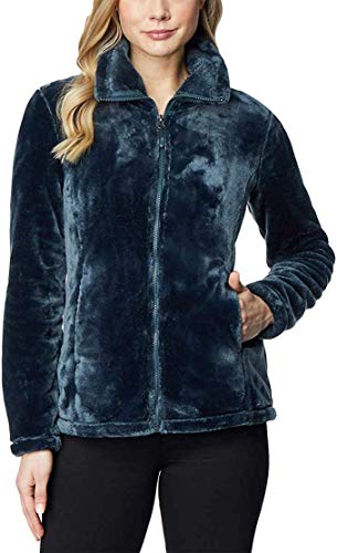 32 DEGREES Womens Plush Luxe Fur Super Soft Full Zip Jacket Outwear (M, Deep Baltic)