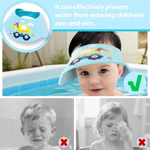 Duschhaube Kinder Haare Waschen Kinderschutz Einstellbarer Klettverschluss EVA-Material Duschhaube Kinder Augenschutz Schutz für Augen Nase und Ohren