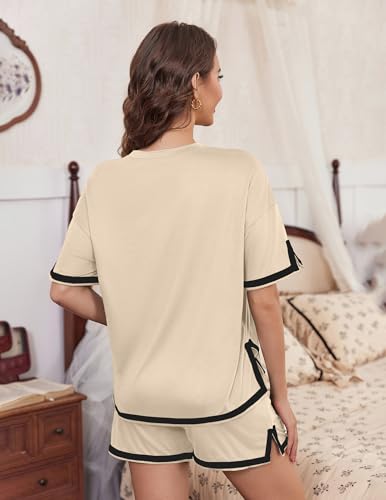 Women's 2 Piece Outfits Summer Comfy Lounge Sets Casual Loose Outfits Matching Tops and Shorts