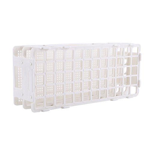 Tyenaza Soporte para tubos de ensayo, Soporte de Tubo Laboratorio de plástico 60 agujeros para tubos de ensayo de 16 mm, soporte para tubos de ensayo de plástico blanco
