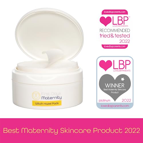 First Days Maternity - Hamamelis-Pads – Wochenbett & Hämorrhoiden – kühlende, beruhigende Baumwolltücher zur Dammpflege nach der Geburt | Klinikbeutel-Essentials für neue Mütter (40 Stück)