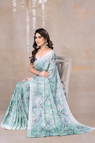Image of MIRCHI FASHION Saree for Woman Chiffon Floral Printed | Lightweight All-Day Comfortable Women's Sari with Unstitched Blouse Piece (Available in 30 Colors)