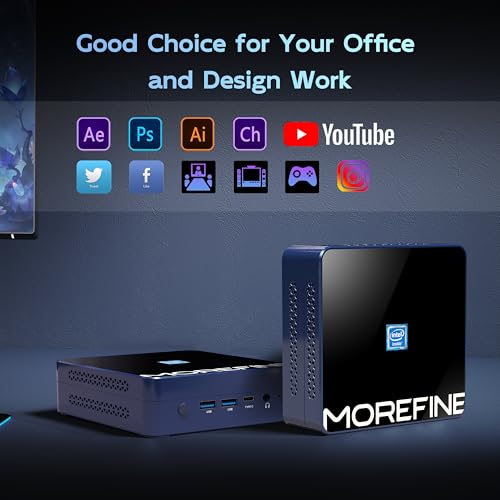 Image of MOREFINE M9S Mini PC, 12th Gen Alder Lake N305 (Up to 3.8GHz) 16GB DDR5 RAM 512GB M.2 NVMe SSD, Dual LAN Mini Computer Supports WiFi6 BT5.2, Mini PC Support 4K@60Hz Triple Display for Home-Server