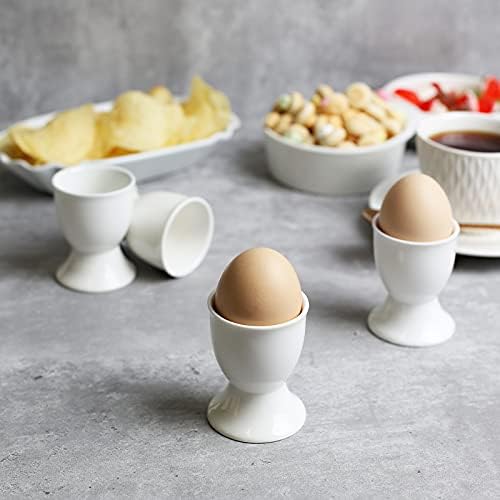 Amazon Brand  Umi Porcelain Egg Cups Soft Hard Boiled Set of 6 for Breakfast,Ceramic Egg Cup Dishwasher Safe,Egg Serving Cups for Brunch White