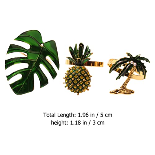 Aboofan Green Leaves Decor 6Pcs Tropical Napkin Rings Hawaiian Napkin Holders Turtle Leaf Palm Pineapple Napkin Rings For Luau Beach Theme Party Decoration Butter Dish With Lid Desk Topper #TOP5