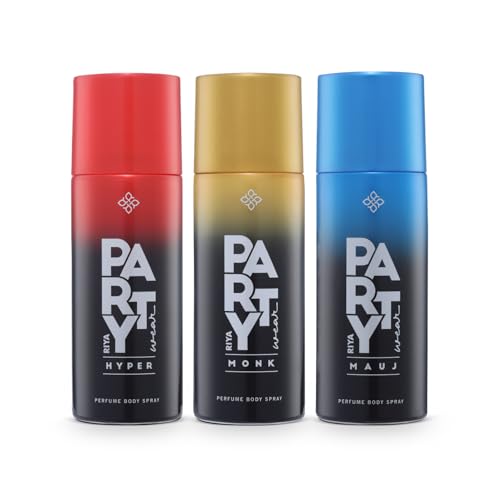 Image of Riya Mauj, Monk & Hype Perfume Body Spray | Long-Lasting Fragrance | Skin-Friendly & Safe on Fabric - Pack of 3 (150ml Each)