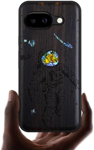 Carveit Custodia Compatibile con Google Pixel 7 Case Legno con TPU Silicone Hybrid Cover per Pixel 7 Custodia Paraurti Robusto TPU (Noce-Splendido motivo a mandala