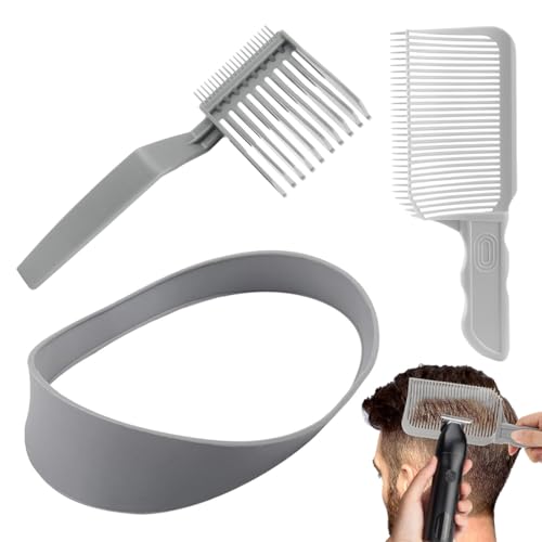 SGERUFZ 3 Pcs Banda de Silicona Curva para Cortar Pelo, Peine de Transición, Plantilla de Corte, Ayuda, Compatible con Todas las Máquinas de Cortar Pelo, Accesorios de Barbería