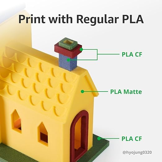 Image of Bambu Lab PLA-CF (Black) 3D Printer Filament, Improved Strength and Layer Bonding 1.75mm 3D Printing Filament, Carbon Fiber Texture, AMS-Compatible 3D Print Material with Reusable Spool, 1kg