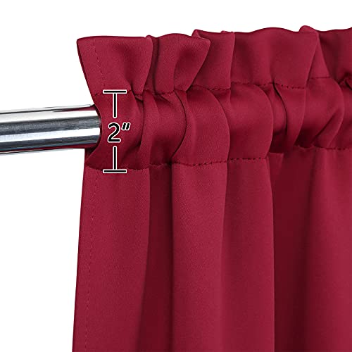 LinTimes Blackout Short Curtains for Bathroom Set 2 Panels Rod Pocket Cafe Tier Curtains Light Blocking Blackout Room Darkening Camper Curtains for Small Windows Kitchen 26x45 Inch Length Red Wine - Image 3