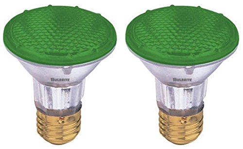 Bulbrite H50PAR20G 120V 50W PAR20 Halogen Light, Green - 2 Pack