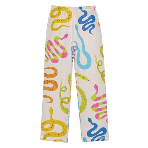 Colorful Snakes Boys Pants Boys Athletic Pants Long Pant for Boywith Pockets Wide-Leg Size 6-14Y