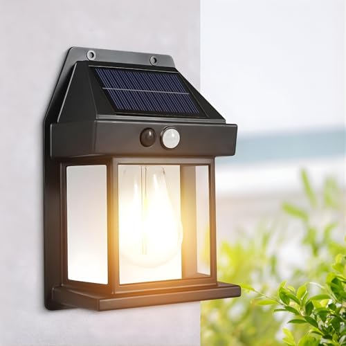 Image of Solar Wall Lights Outdoor | Motion Sensor Waterproof LED 3 Modes Sconce Solar Lamp | Auto-Charging Exterior Security Light for Porch, Patio, Garden, Balcony & Pathway (1)