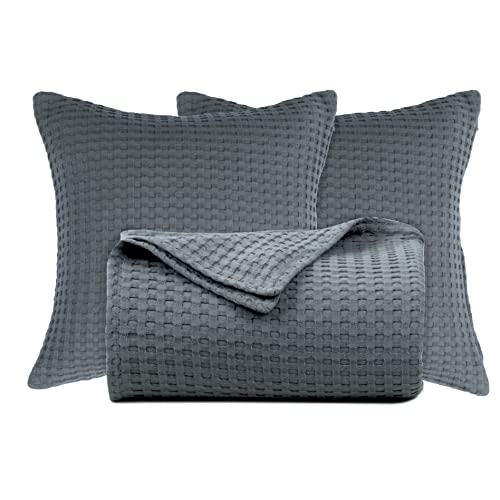 Tex Trend Summer Blanket, Beautiful Waffle Blanket - King Size Blanket, Cotton Blanket - Blanket For Bed, King Size Blankets For Bed - 90X108 - Grey #TOP4
