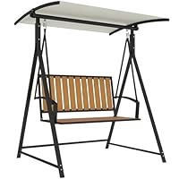 Outsunny Hollywoodschaukel mit verstellbarem Sonnendach, 2-Sitzer Gartenschaukel, wetterfest Schaukelbank belastbar bis 240kg, Gartenliege für Garten, Terrasse, 142 x 112 x 162cm, Schwarz