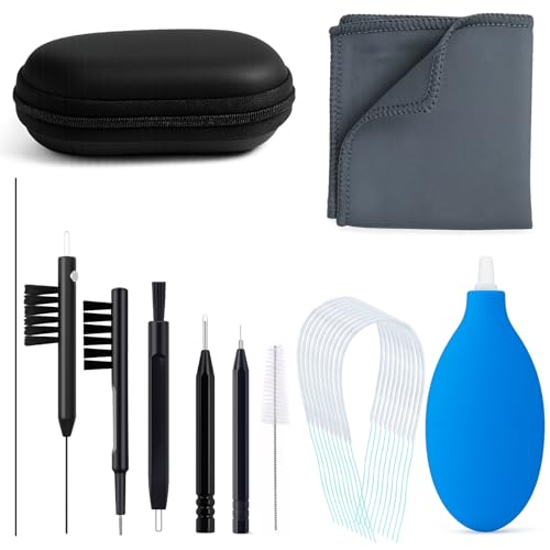 XANGNIER 20PCS Hearing Aid Cleaning Kit Tools Hearing Aids Cleaner Brush Hearing Aid Accessories and Supplies Includes Blow Cleaning Ball Nylon Strands Cleaning Brushes Screwdriver Storage Box