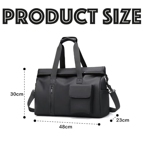 Image of CAVALO - Be Unique Men's Waterproof Oxford Duffle Bag | Large Capacity Travel, Gym & Business Hand Luggage with Wet /Dry Compartments, Laptop Sleeve & Shoulder Strap (Black)