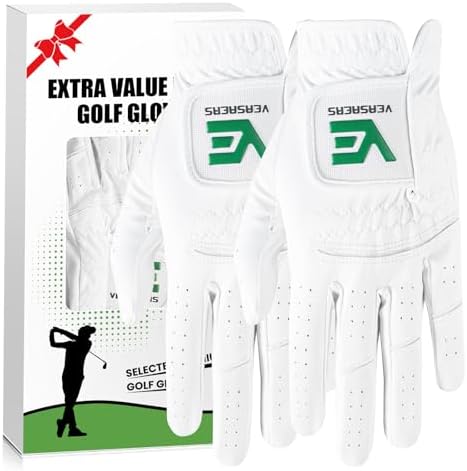 VEASAERS All Weather Grip Golf Gloves Men 2 Pack, Comfortable Mic...